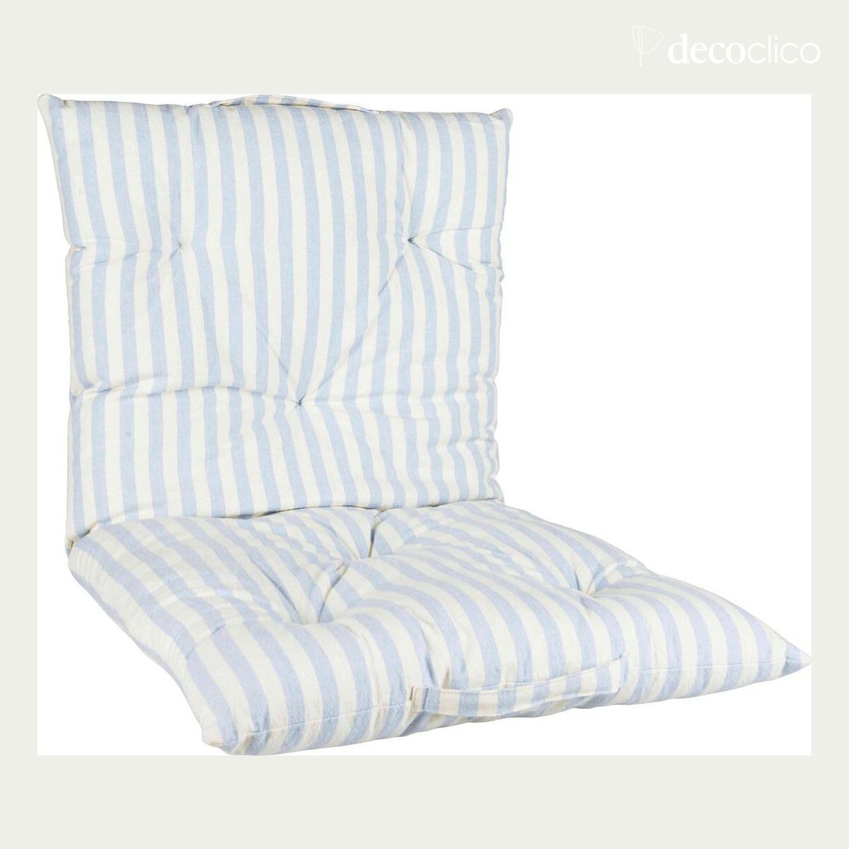 Blue and white striped cotton quilted cushion Laursen
