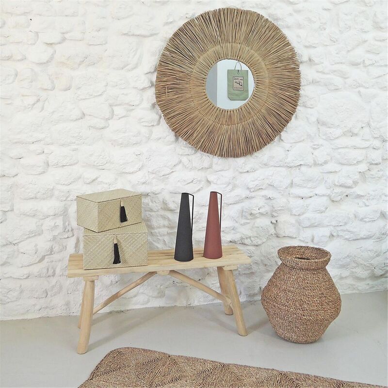 Jar in woven natural wicker H50 cm  Sumba