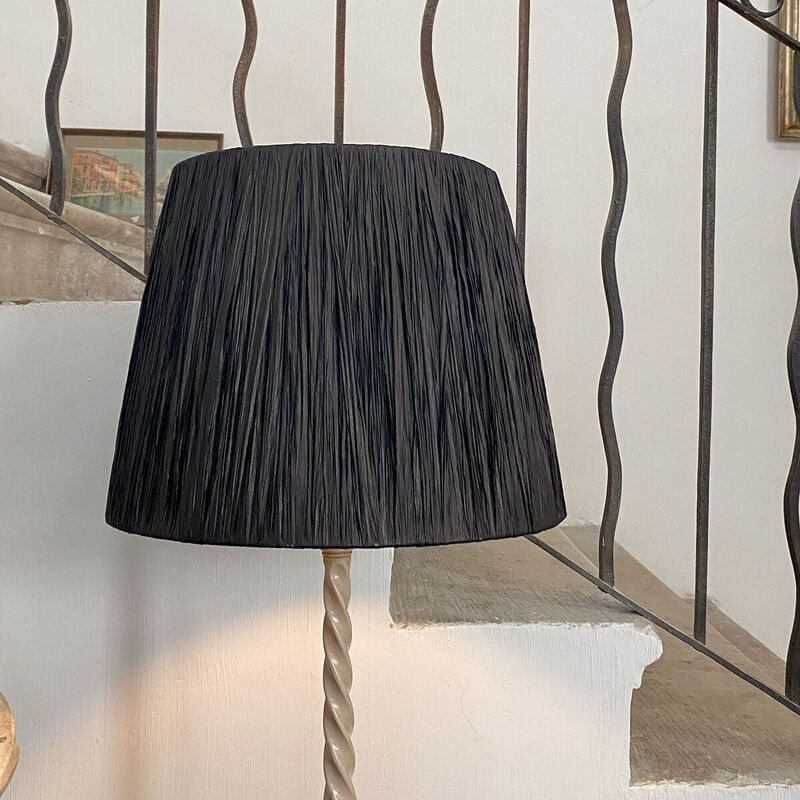 Lampshade in natural raffia, matt black