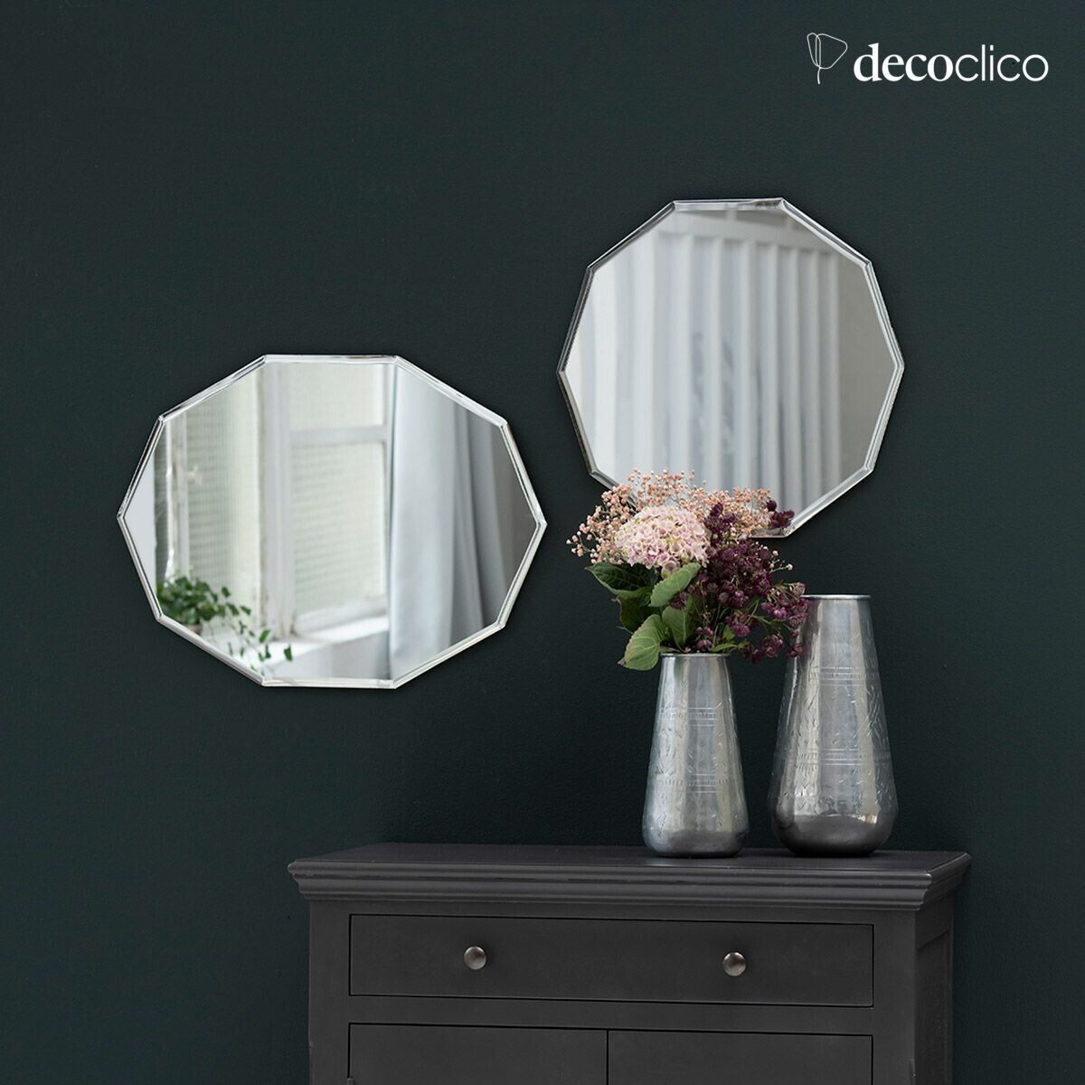 Leonie bevelled decagonal round mirror 44 x 47 cm