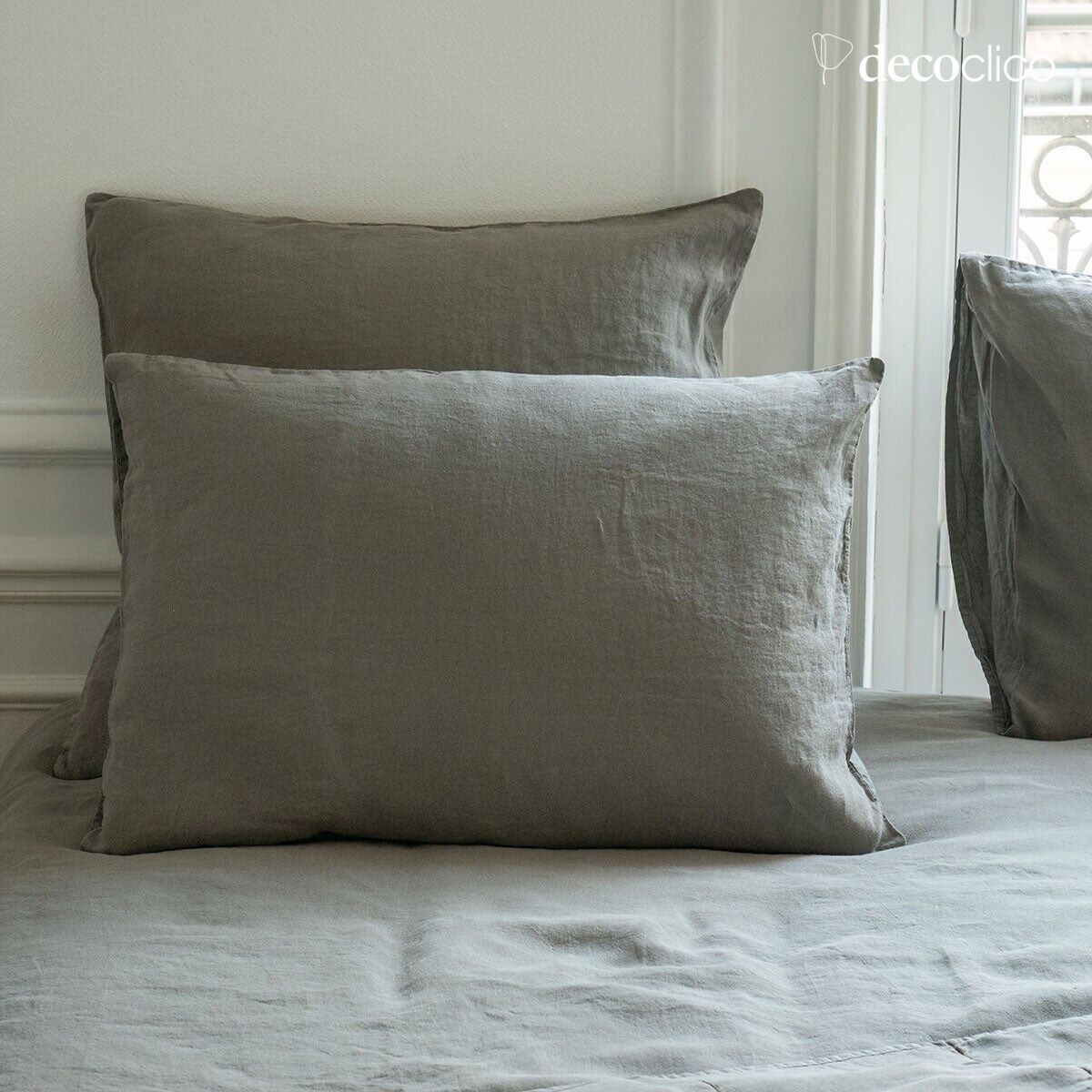 Linen pillowcase, washed in green-gray - 50x70cm Oslo