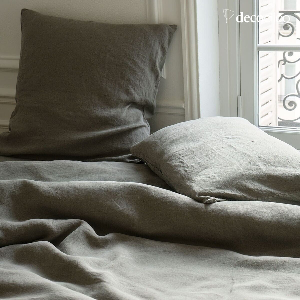 Linen pillowcase, washed in green-gray - 50x70cm Oslo