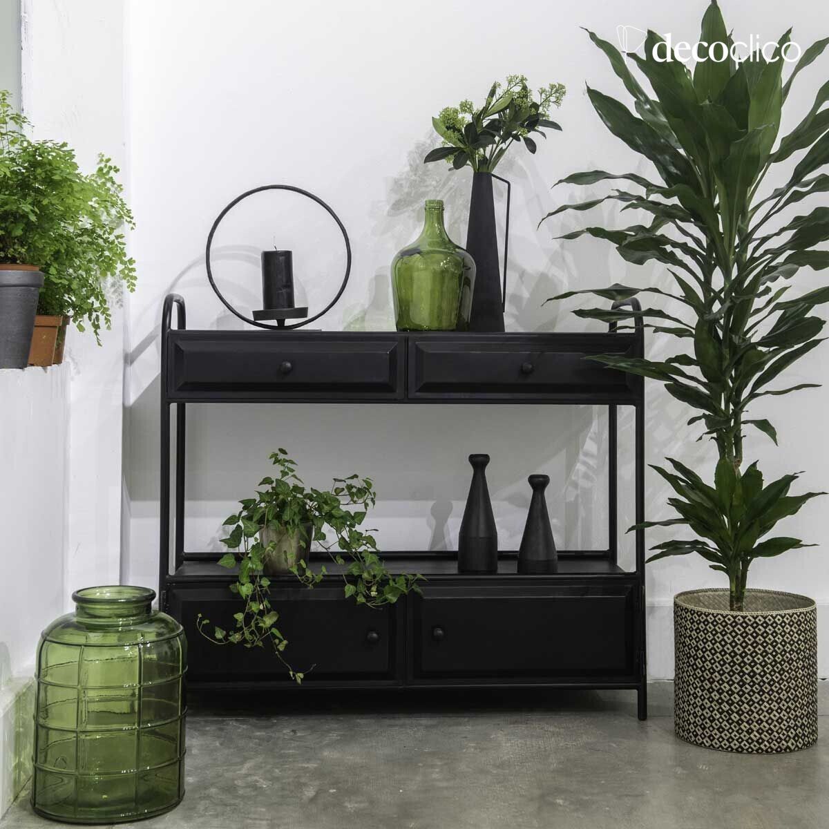 Matt black metal console with 4 drawers Bonnie