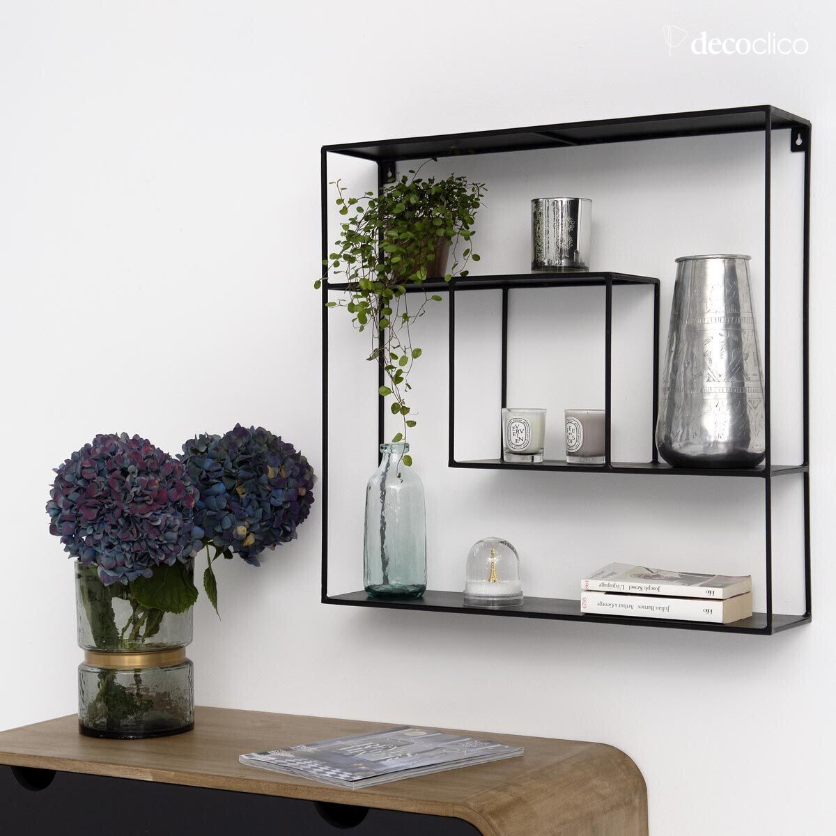 Matt black wire metal wall shelf - GM Uptown