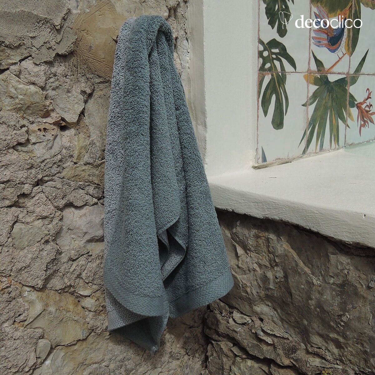 Mineral blue terry cotton guest towel 30 x 50 cm