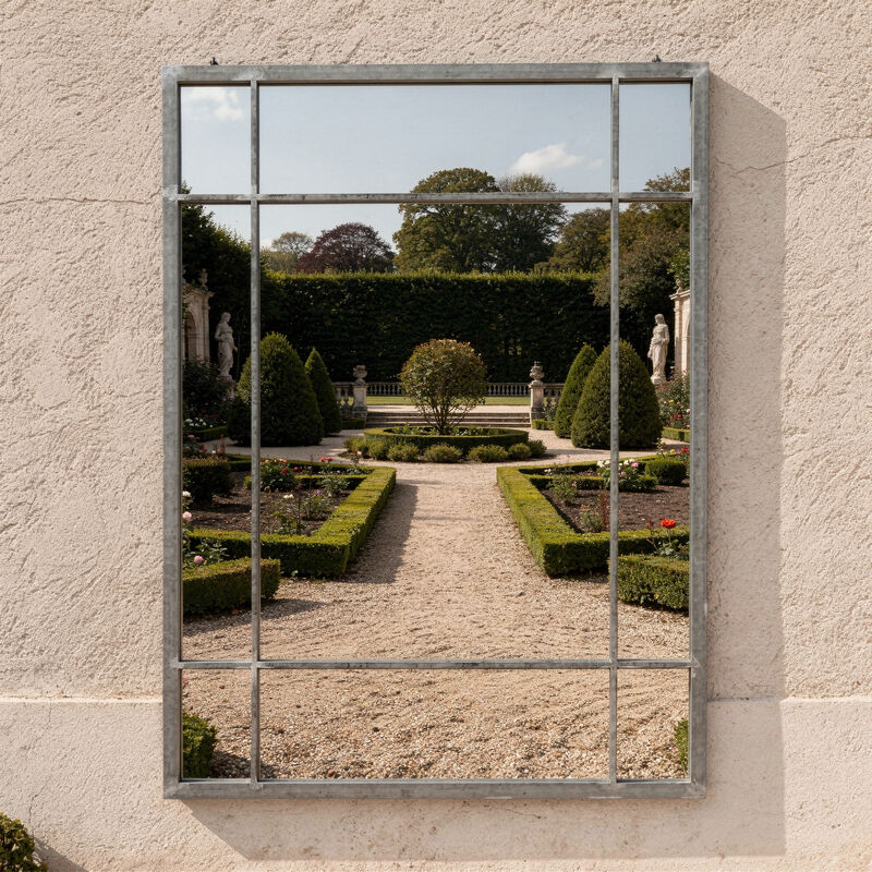 Miroir Art Déco en métal finition zinc 67 x 97 Wallis