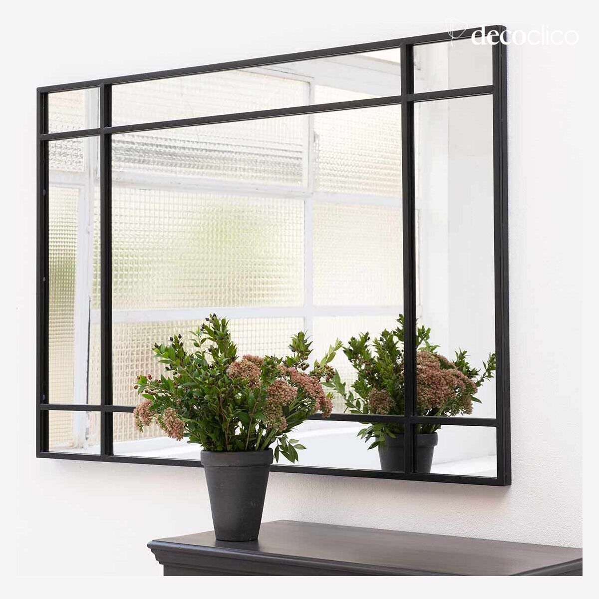 Miroir Art Déco en métal noir 130 x 90 cm Wallis