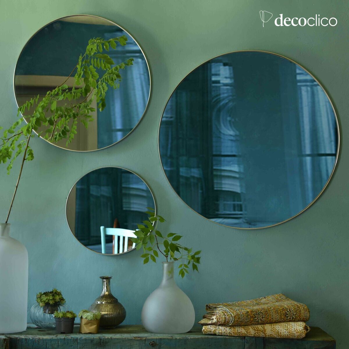 Miroir rond en laiton argenté 60 cm Murat