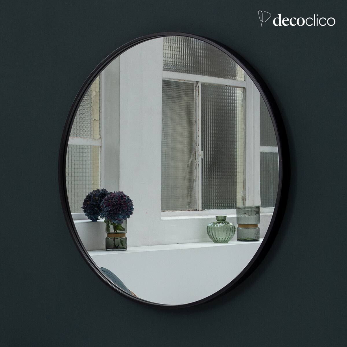 Miroir rond en métal noir 100 cm Soho