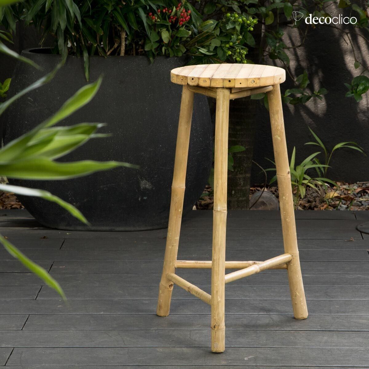 Natural bamboo tripod bar stool Taman