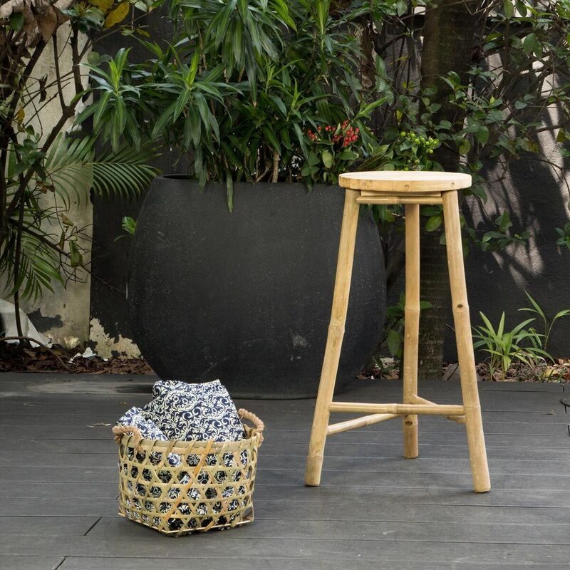 Natural bamboo tripod bar stool Taman