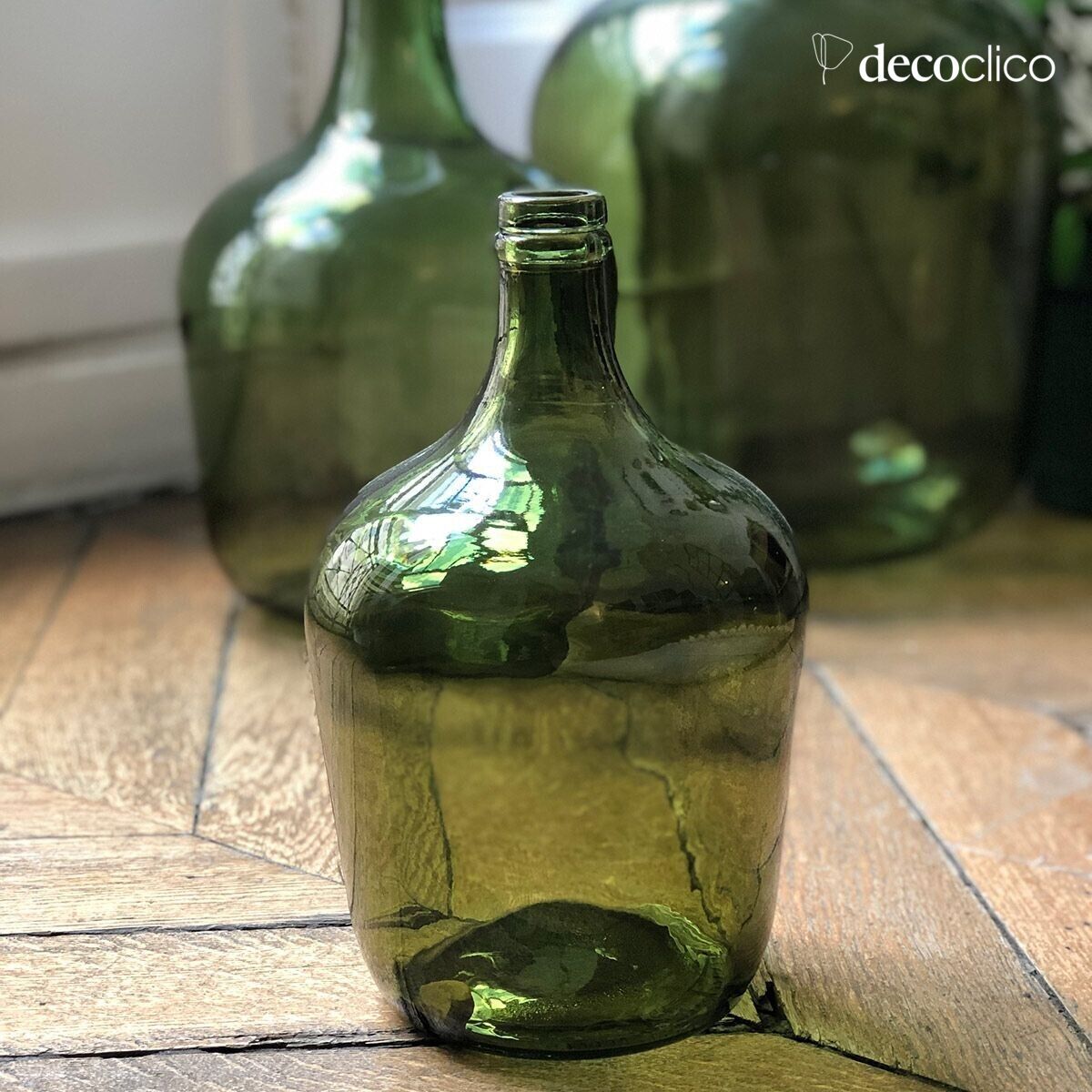 Olive green 4L recycled glass demijohn