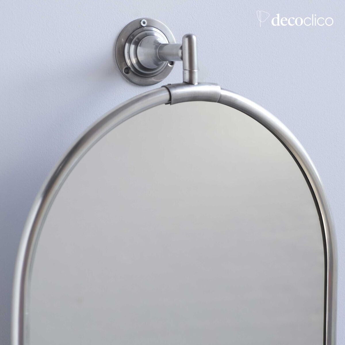 Oval wall mirror with high tilting mechanism in silver-plated brass 145 x 40 cm Chaumont