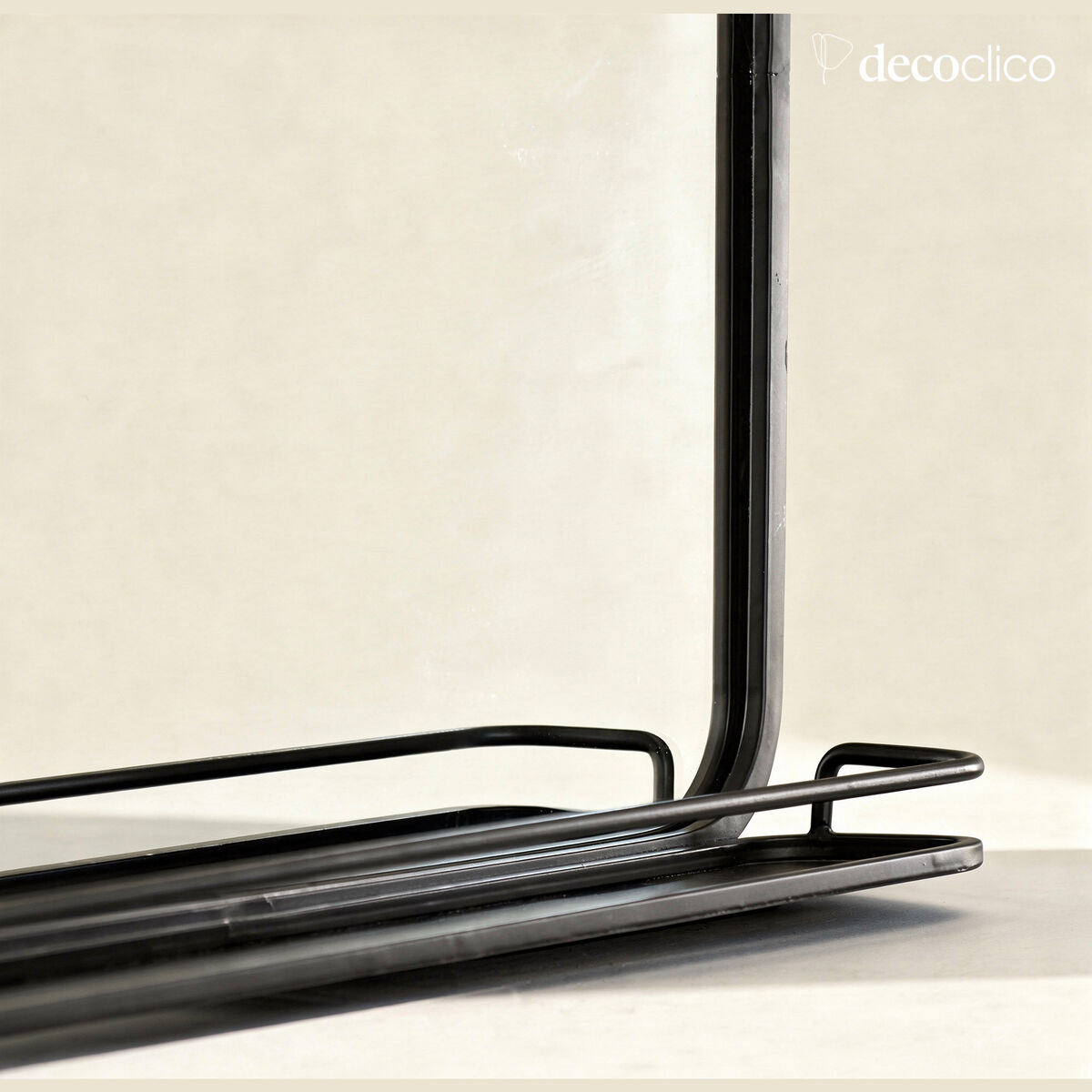 Rectangular black metal mirror with shelf 60 x 35 cm Bricklane