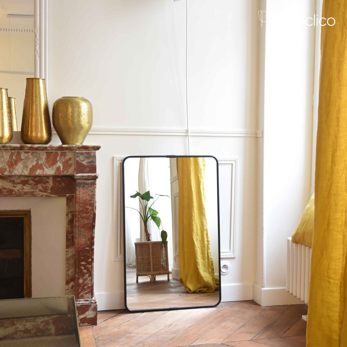 Rectangular mirror in black nickel silver 85 x 55 cm  Chaumont