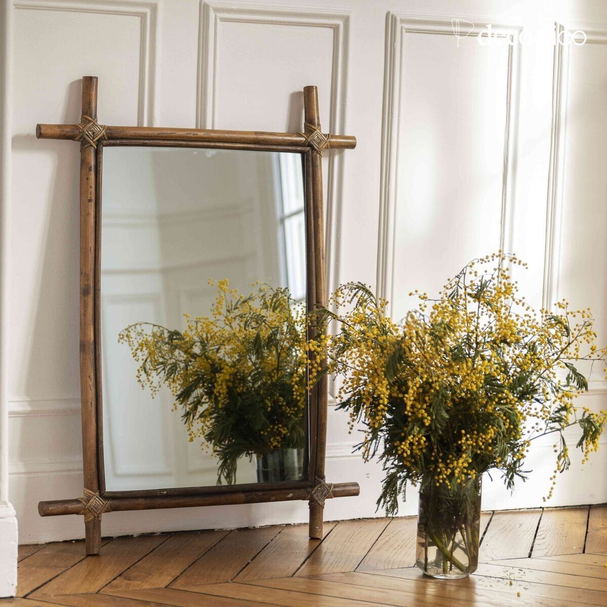 Rectangular rattan mirror 79 x 59 cm  Marcel