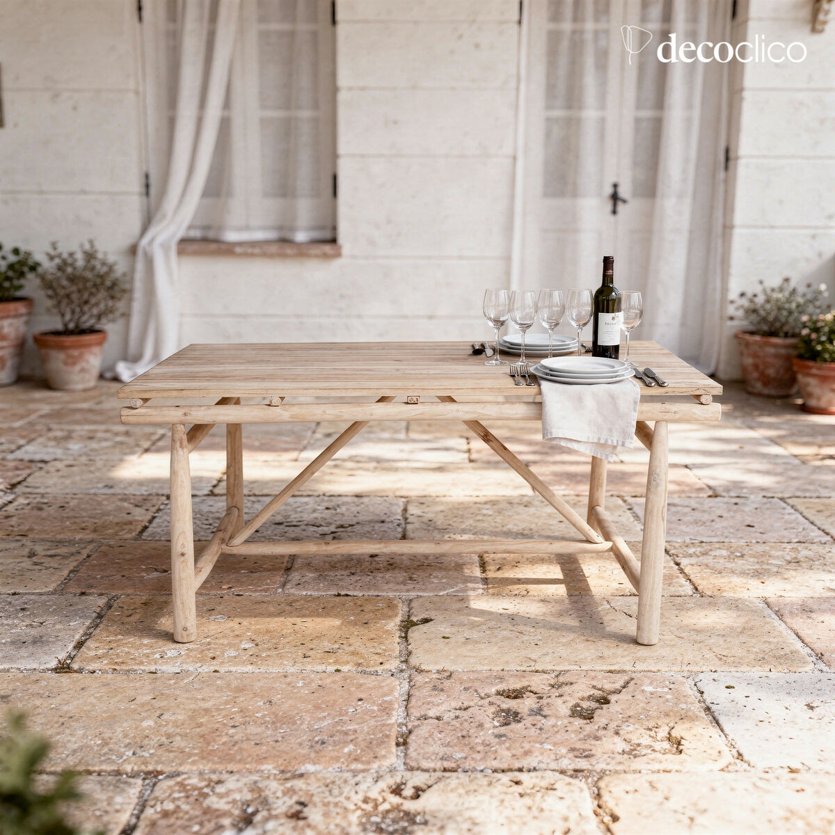 Rectangular teak wood dining table Pepper