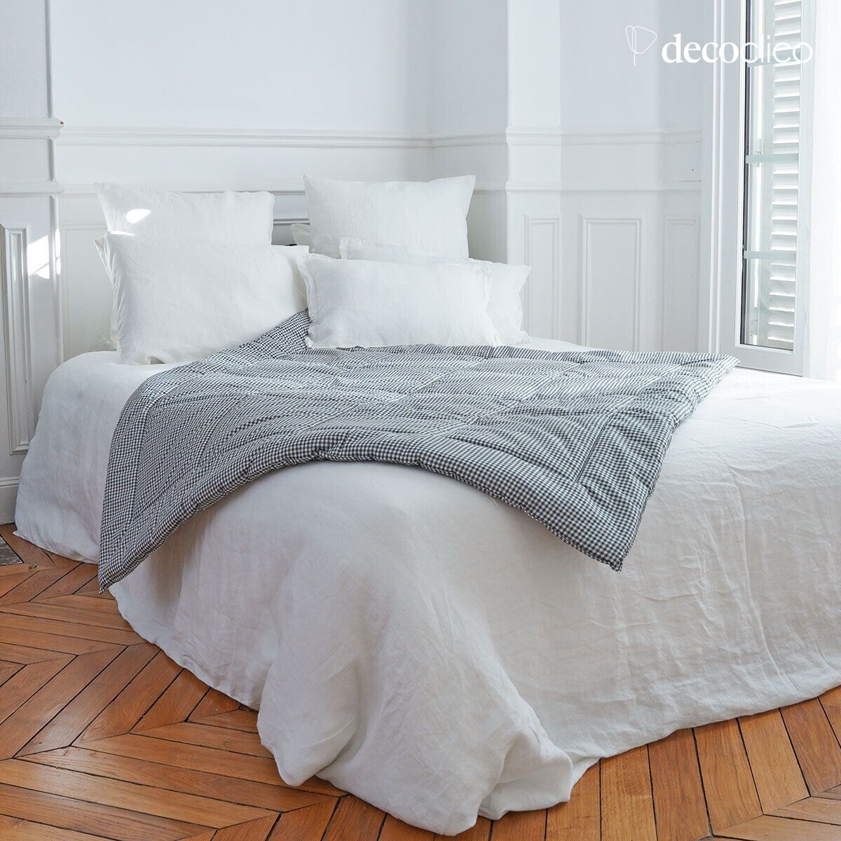 Gingham print cotton quilted duvet 140 x 150 cm Romy