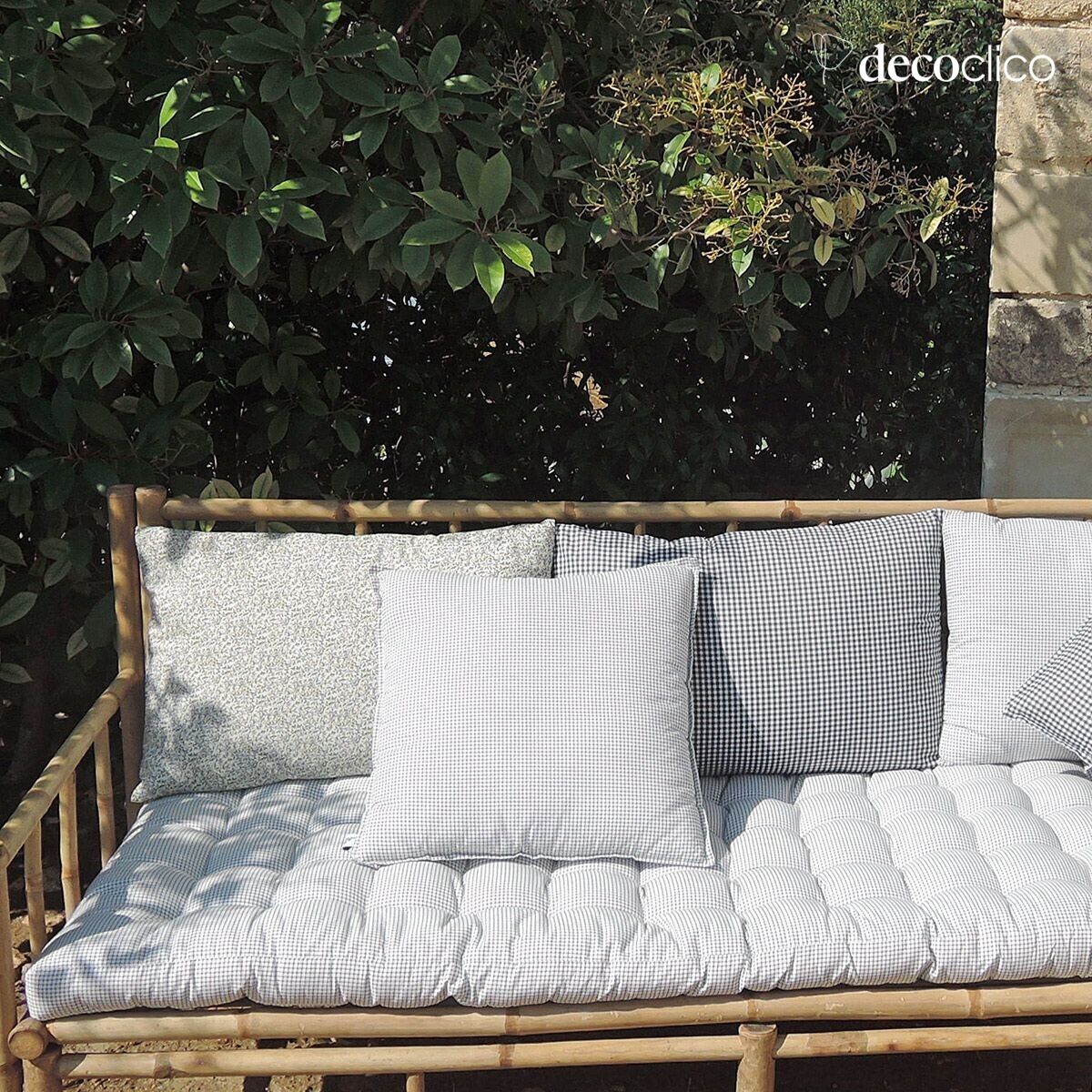 Printed cotton floor mat with grid pattern 60 x 170 cm Romy