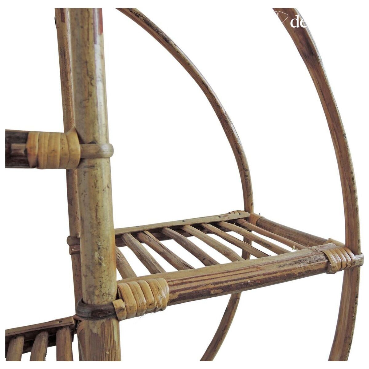 Round vintage-style rattan wall shelf