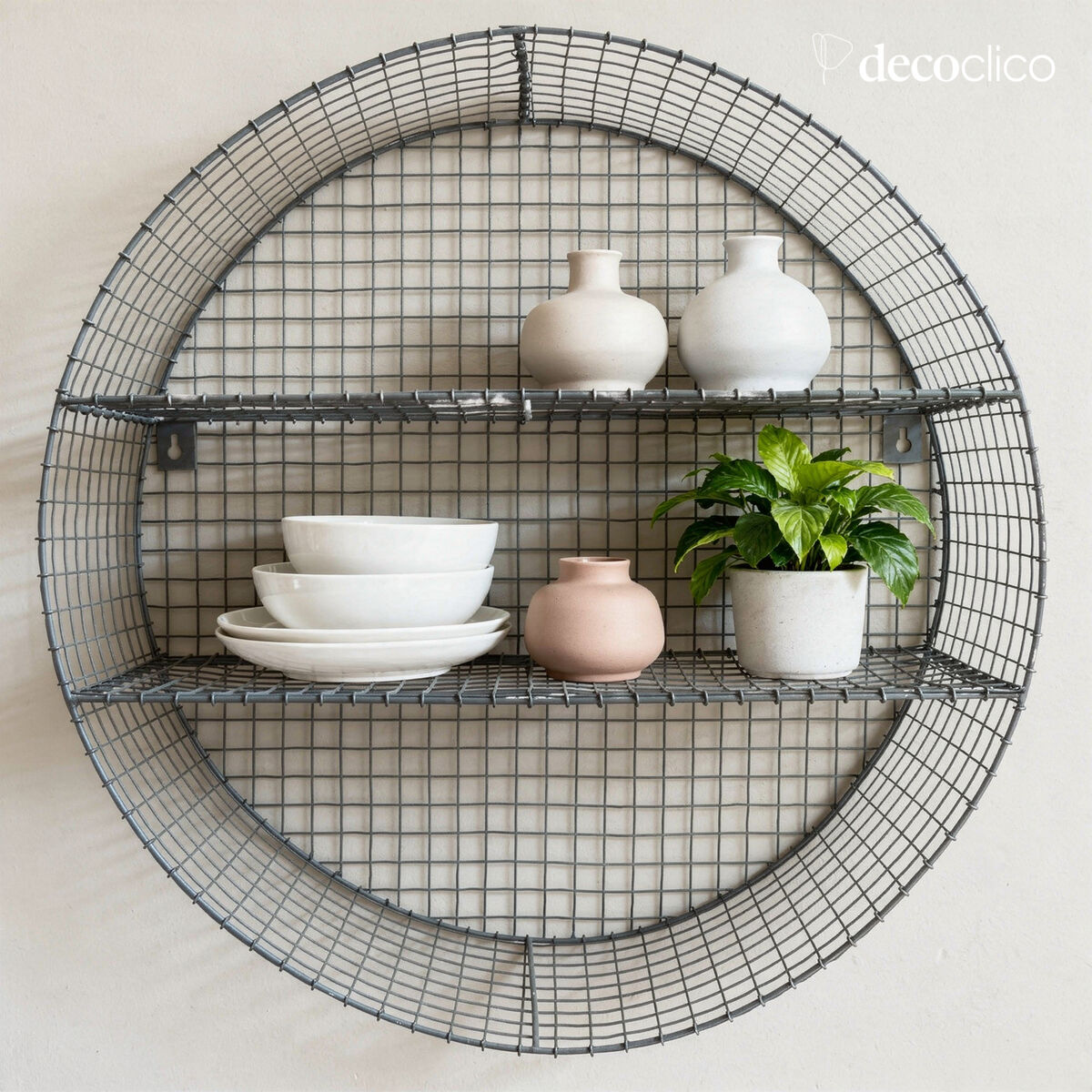 Round wall shelf in anthracite mesh metal Greed
