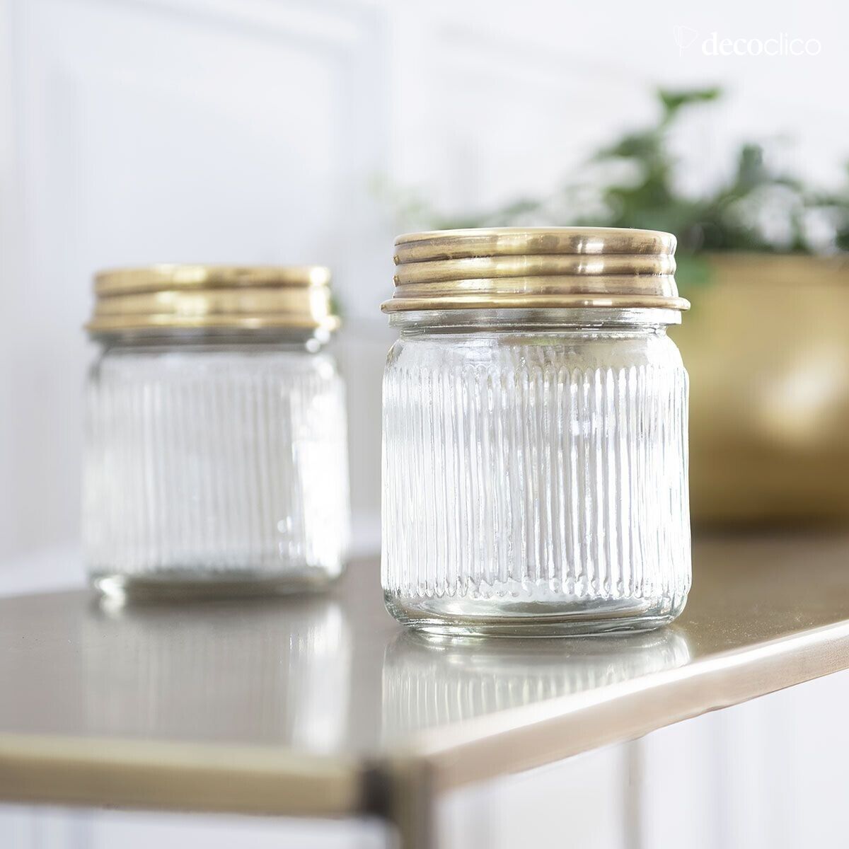 Set of 2 glass and gilt-brass jars Chaumont