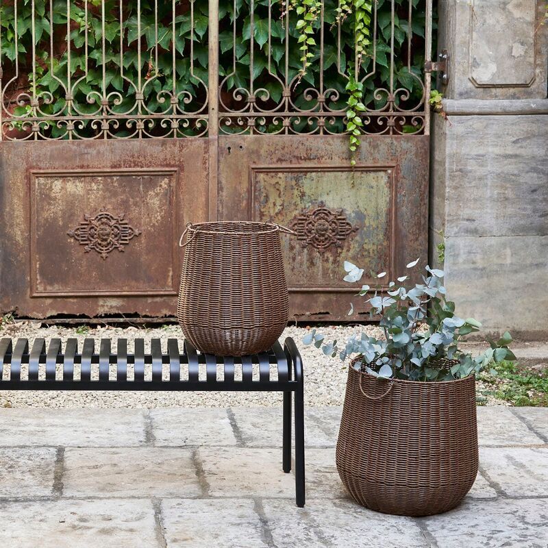 Set of 2 handmade brown polyrotin basket planters Tavira