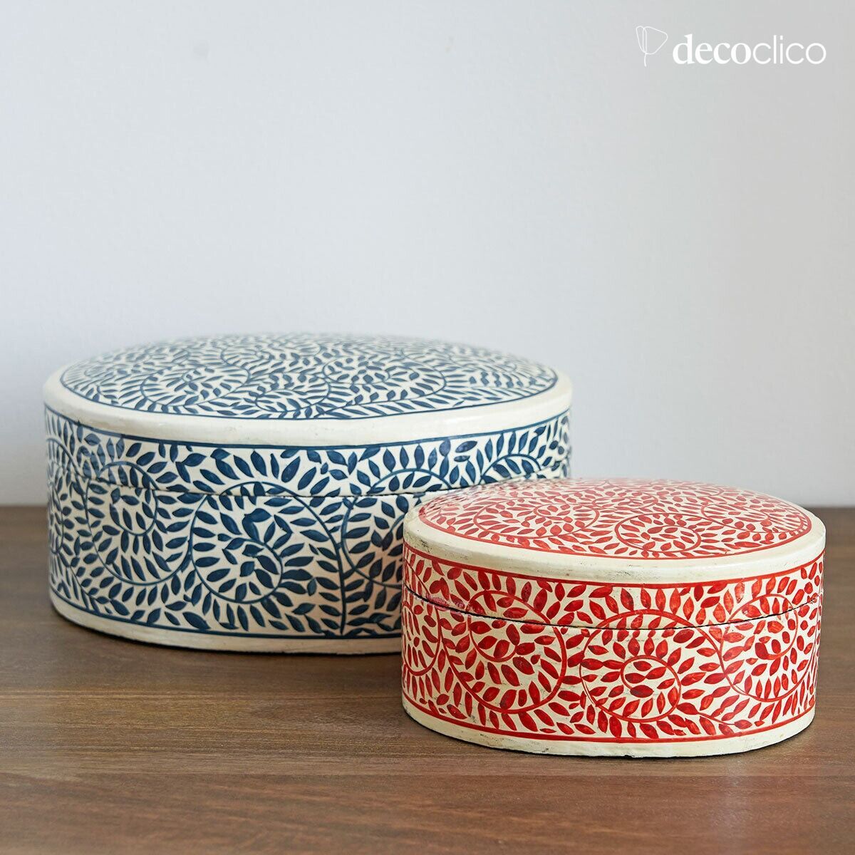 Set of 2 oval papier-mâché boxes Melle