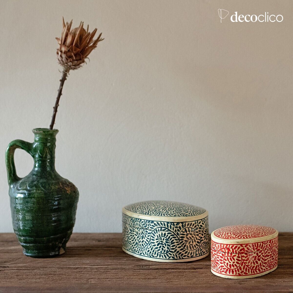 Set of 2 oval papier-mâché boxes Melle