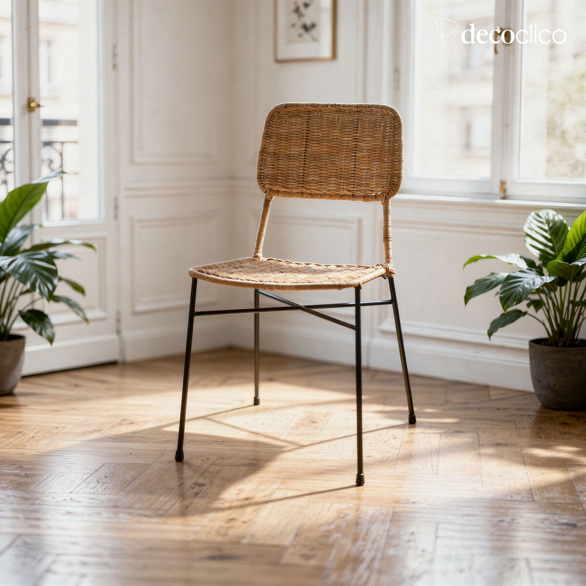 Set of 2 woven rattan chairs Aout