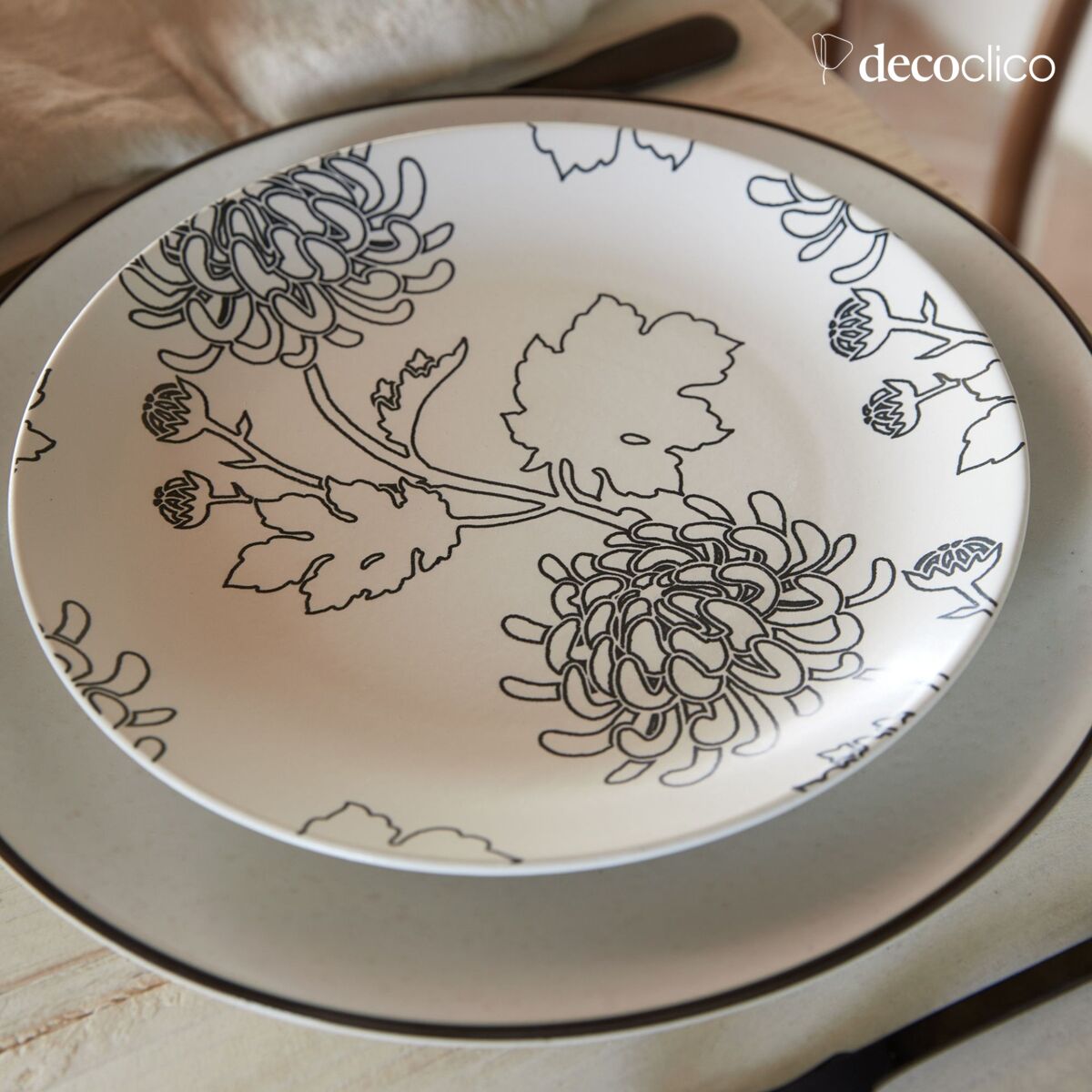 Set of 4 ceramic Flora dessert plates Flora
