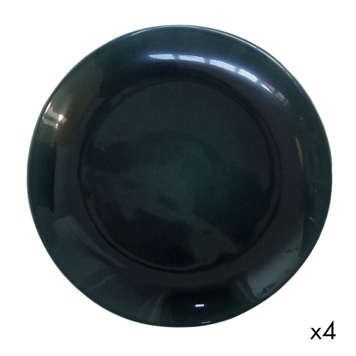 Set of 4 flat English green ceramic plates Lagune