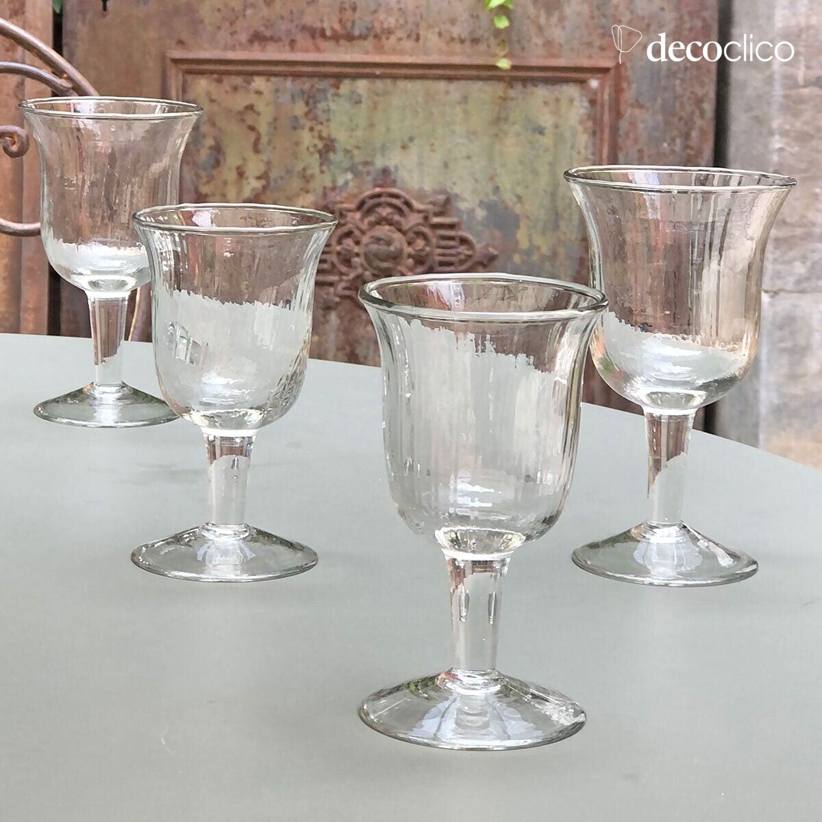 Set of 4 stemmed glasses in patterned glass GM