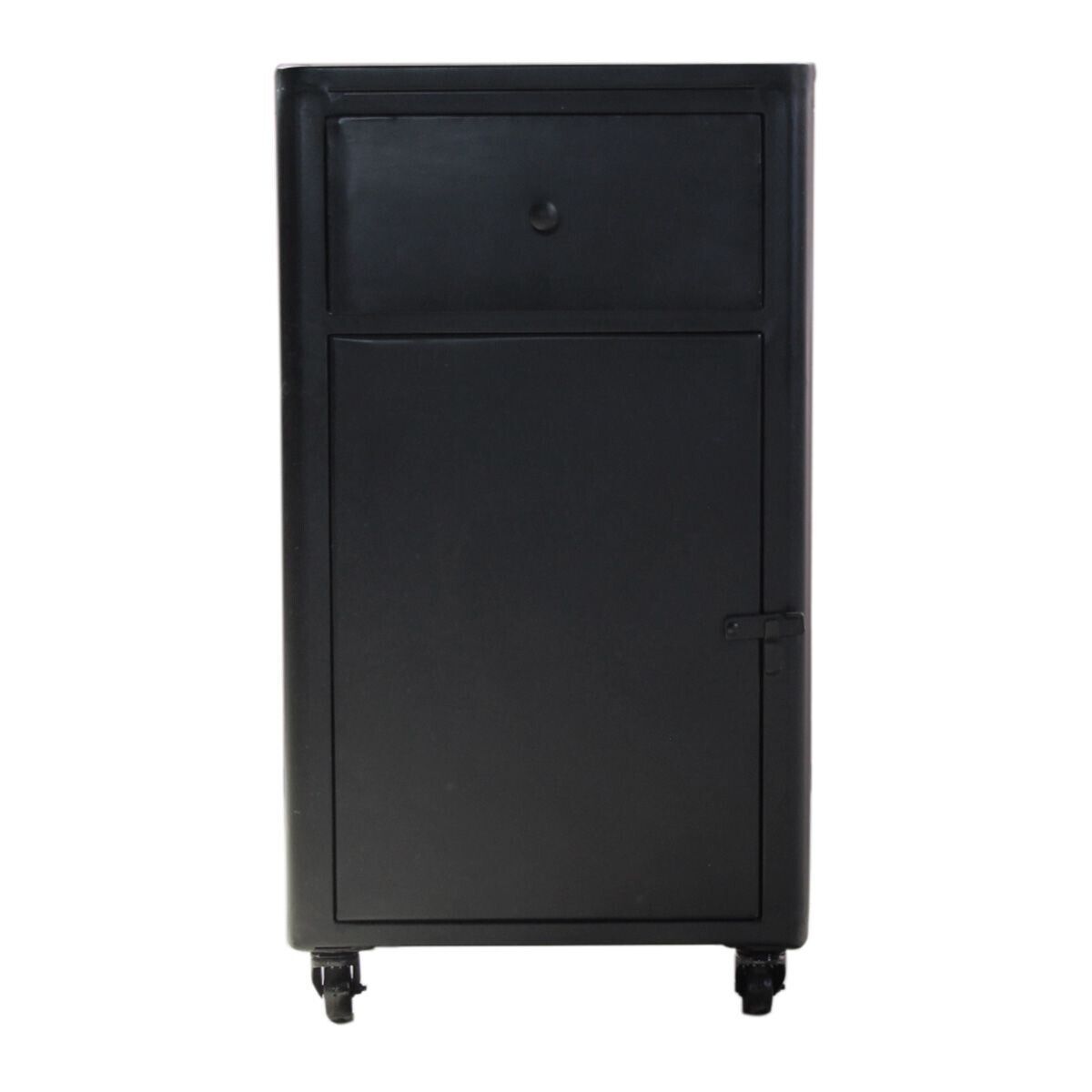 Small buffet 1 door 1 drawer in matt black metal Bonnie