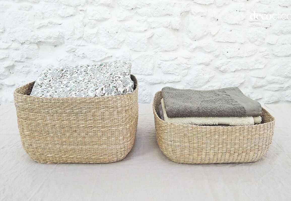 Square seagrass basket, height 16 cm Casatera