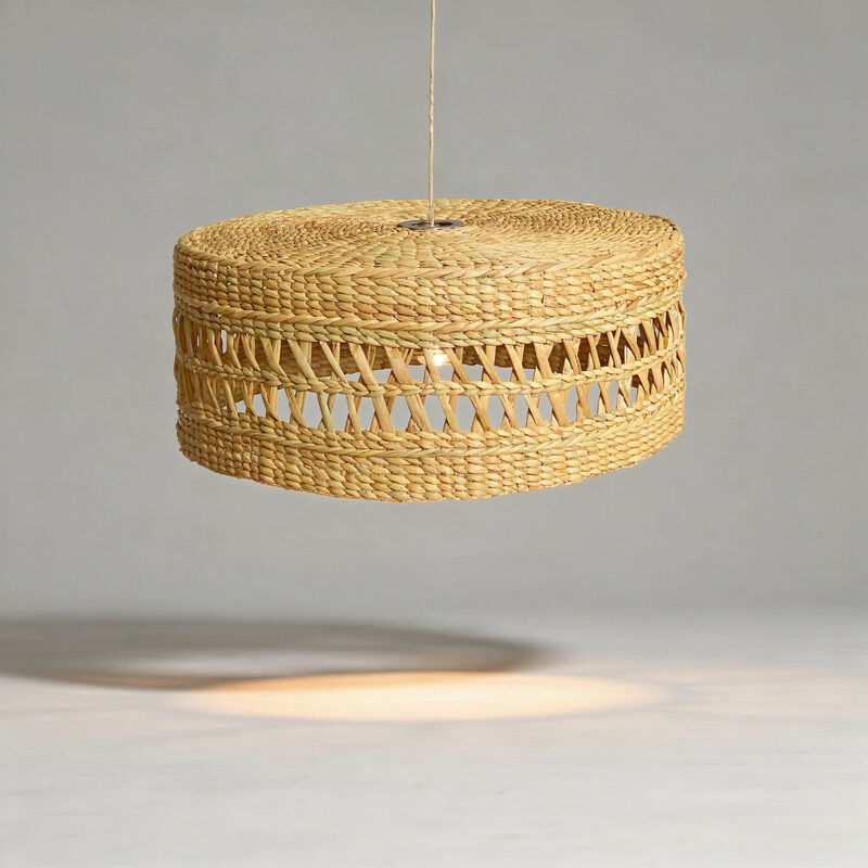 Suspension ronde chapeau en jacinthe d eau (non éléctrifiée) Céleste