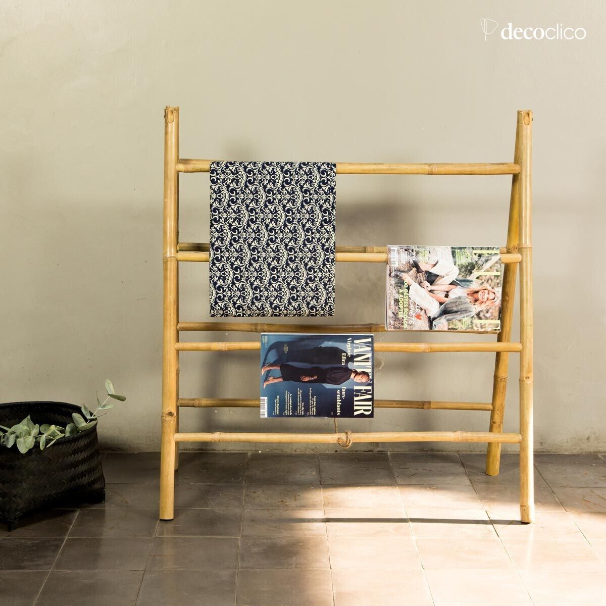 Towel rail with double ladder in natural bamboo Taman