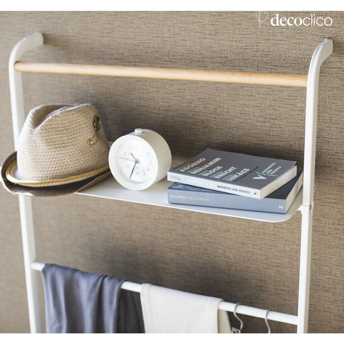 Tower Yamazaki white steel and wood towel rail Tower