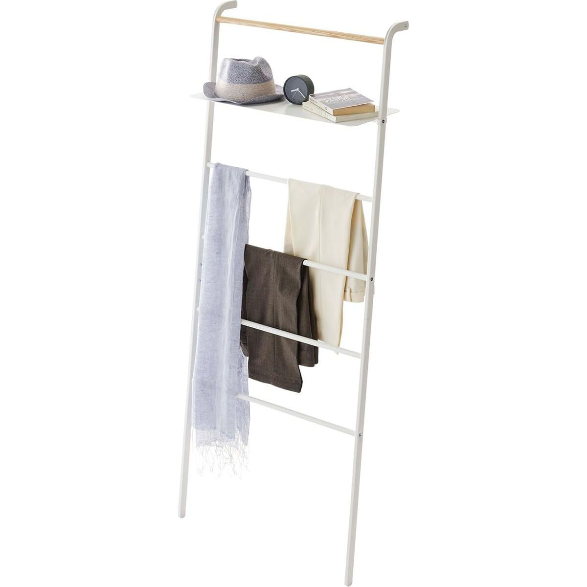Tower Yamazaki white steel and wood towel rail Tower