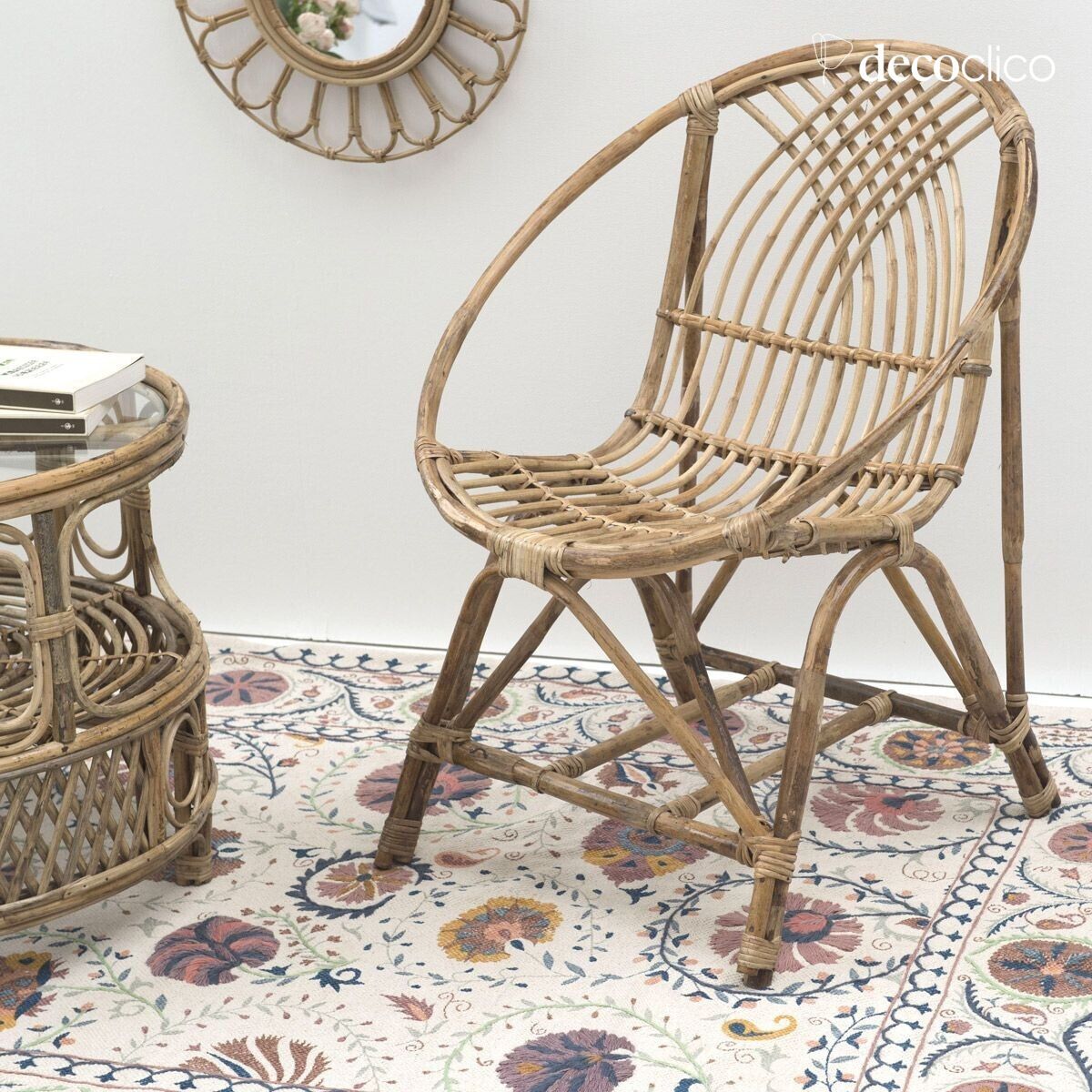 Vintage armchair in natural rattan Gigi