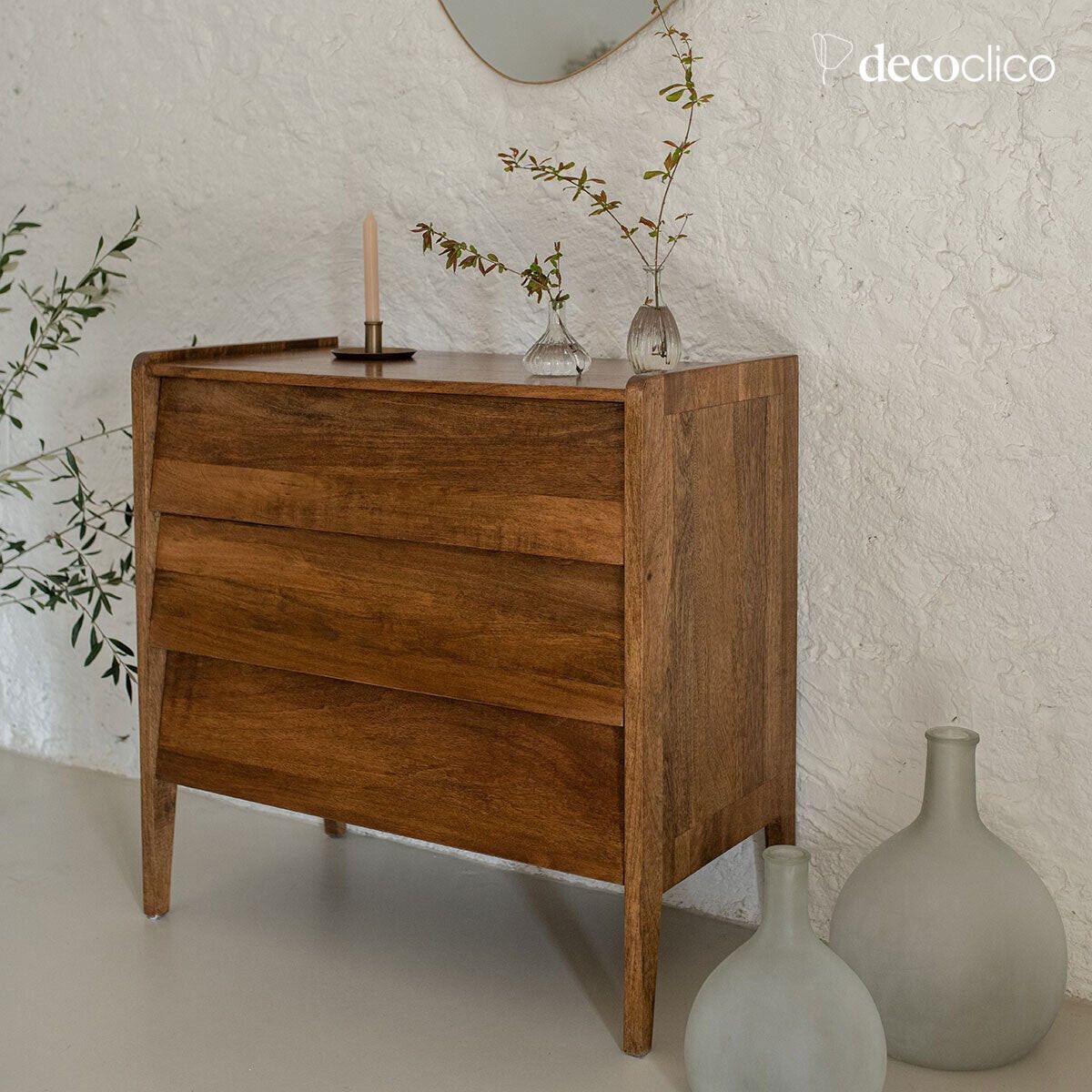 Mango wood chest of drawers with 3 drawers Vintage