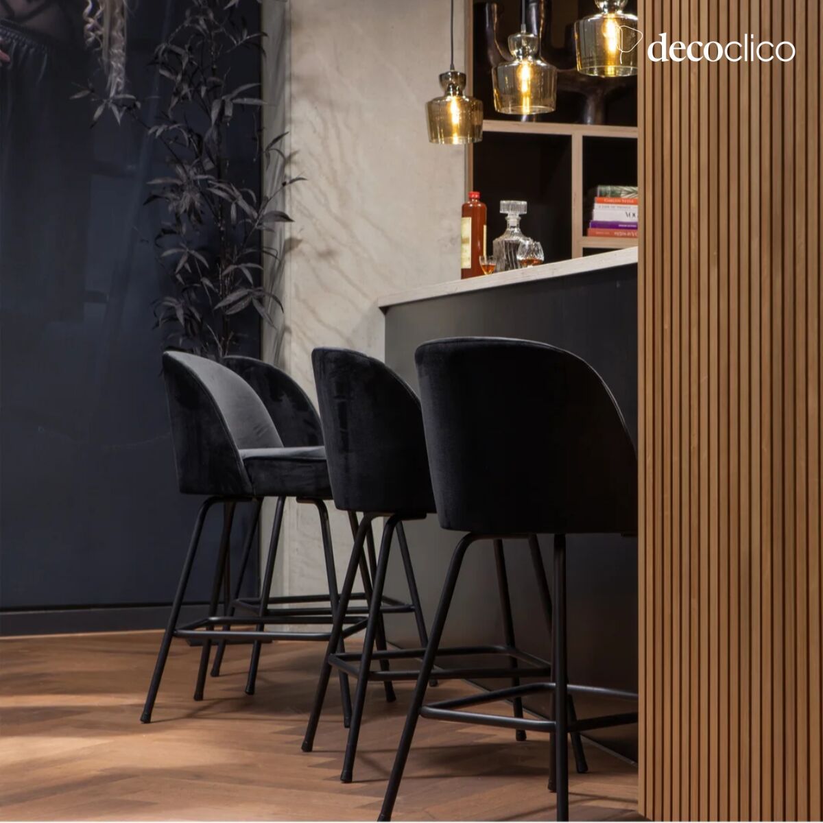 Black velvet bar stool Vogue