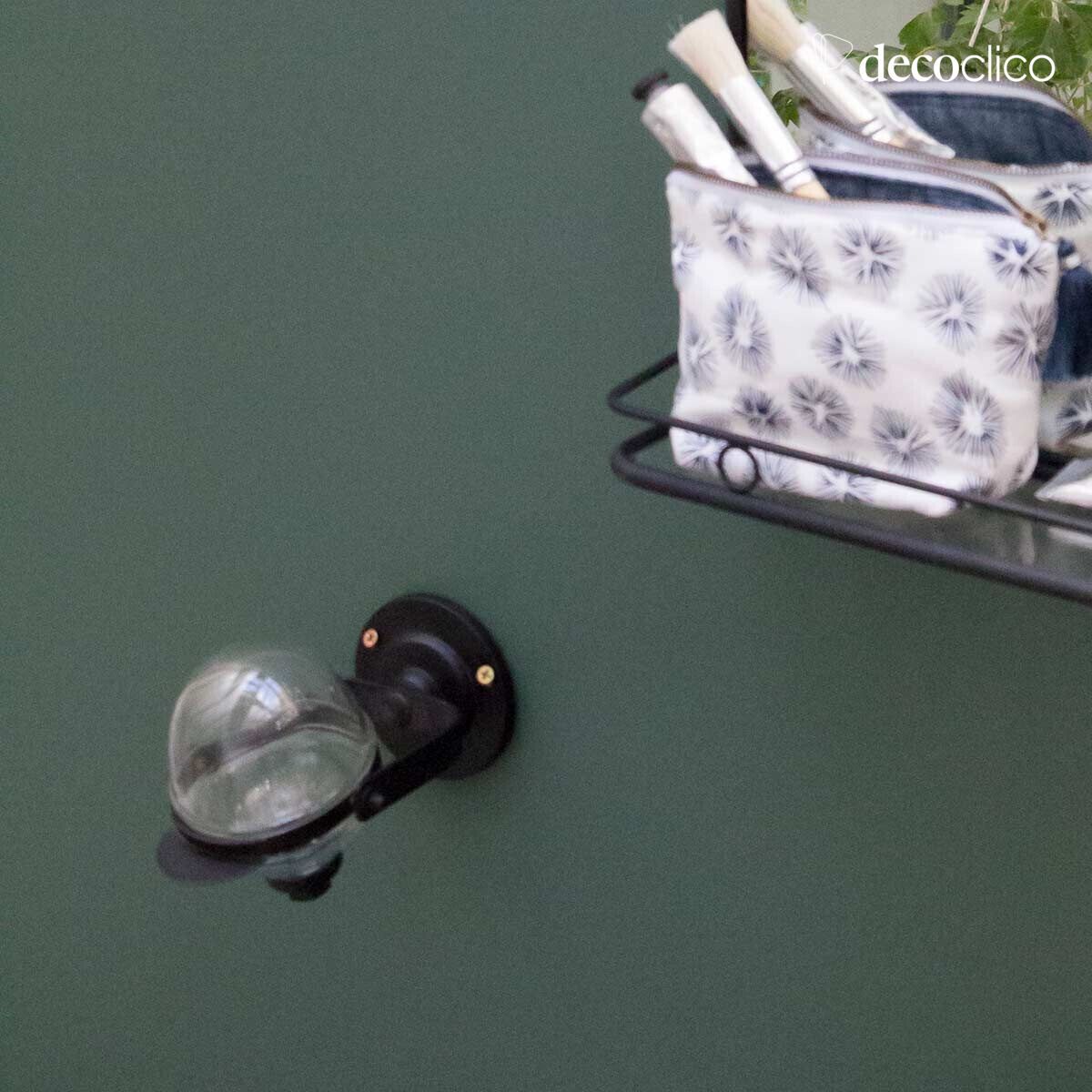 Wall-mounted liquid soap dispenser in glass and matt black brass Chaumont