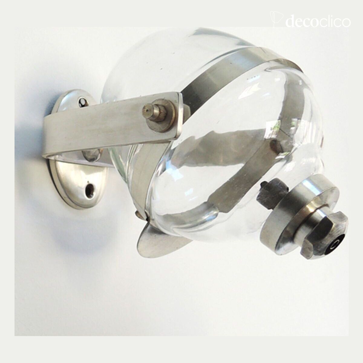 Wall-mounted liquid soap dispenser in glass and silver nickel Chaumont