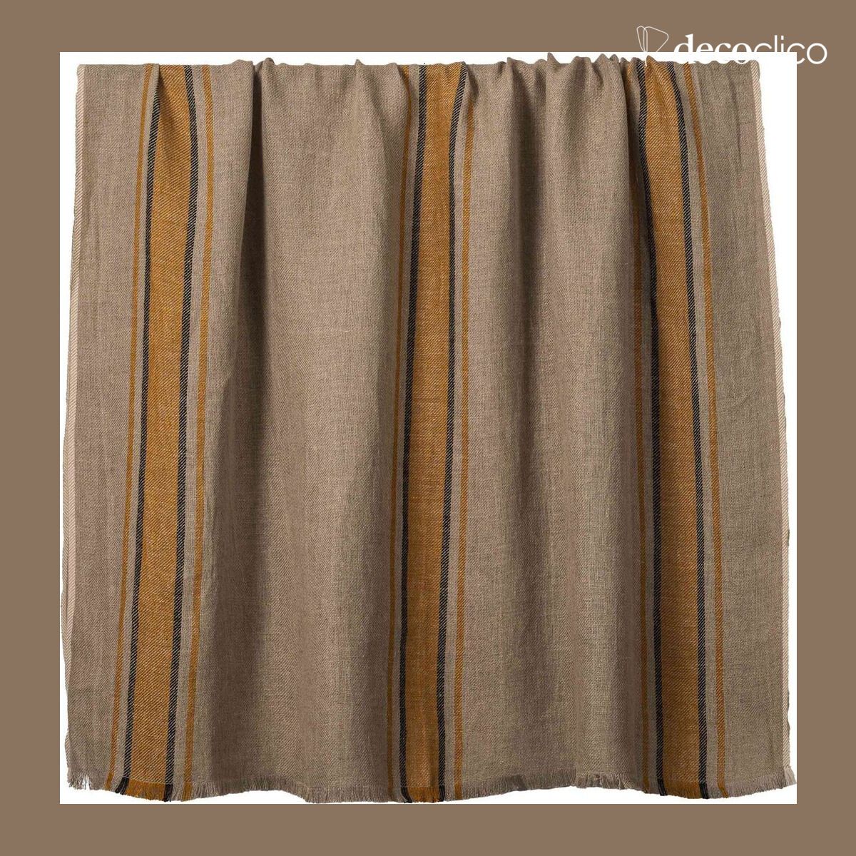 Washed linen striped plaid 135 x 190 cm Tizza Safran