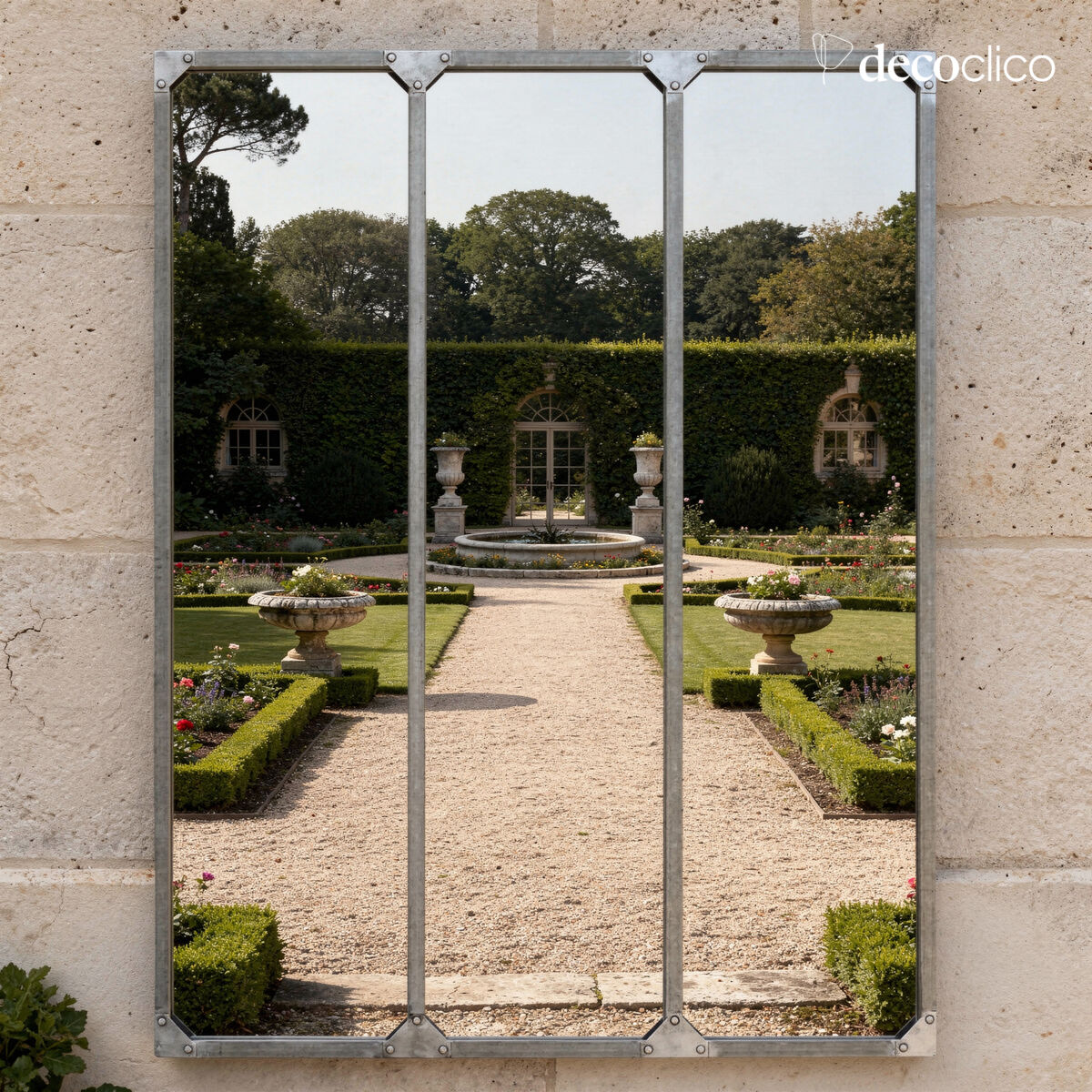 XL Rectangular Metal Windowpane Mirror, Zinc Finish 95 x 120 Bricklane